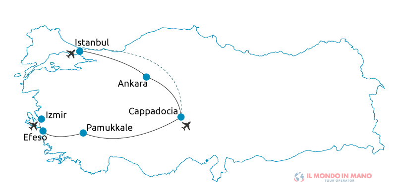 Mappa itinerario tour Turchia Antiche Vie