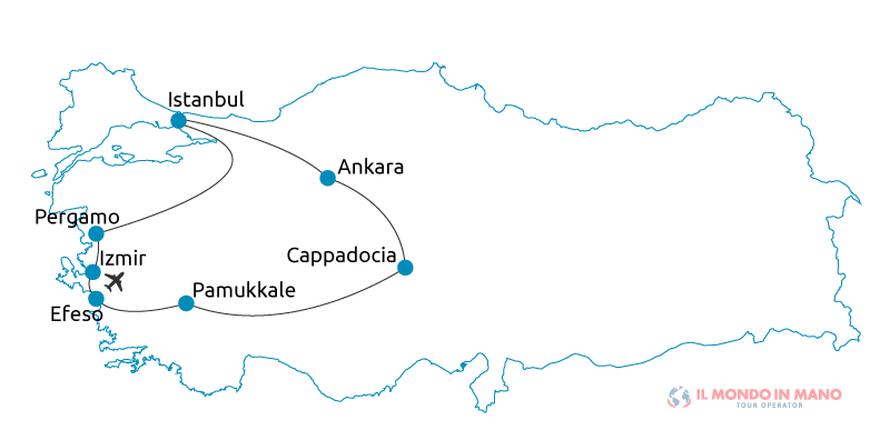 Mappa itinerario tour Turchia Iconica