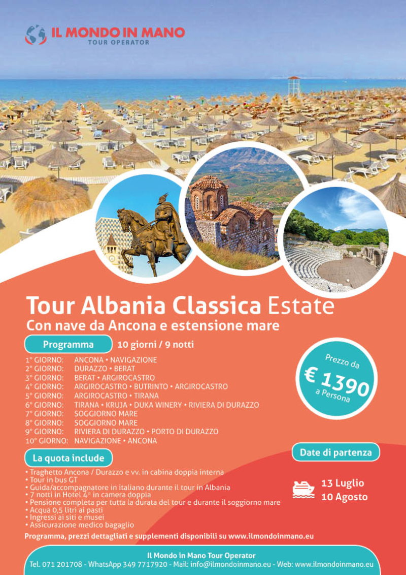 Tour Albania Classica + estensione mare con nave da Ancona