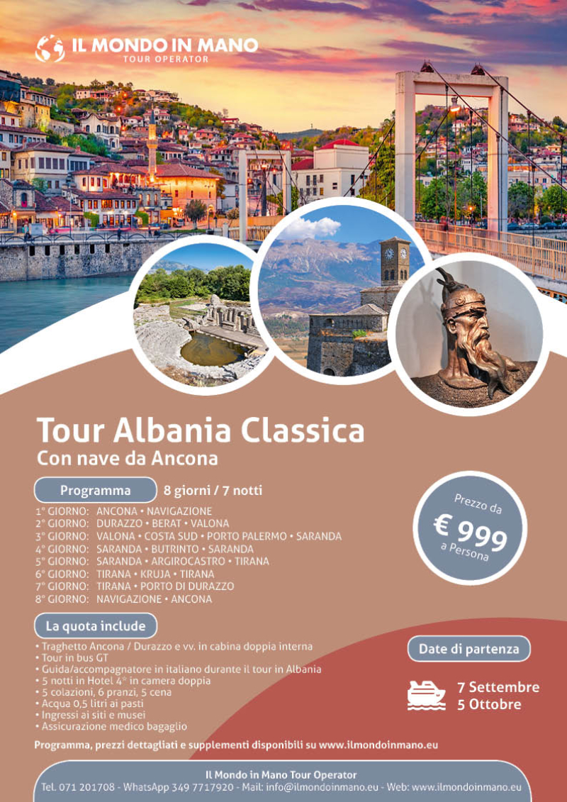 Tour Albania Classica nave da Ancona settembre ottobre